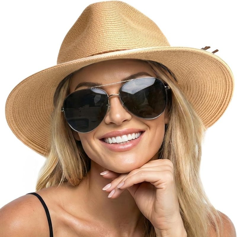 Bucket Hat Straw - 1 szt. Letni słomkowy kapelusz plażowy